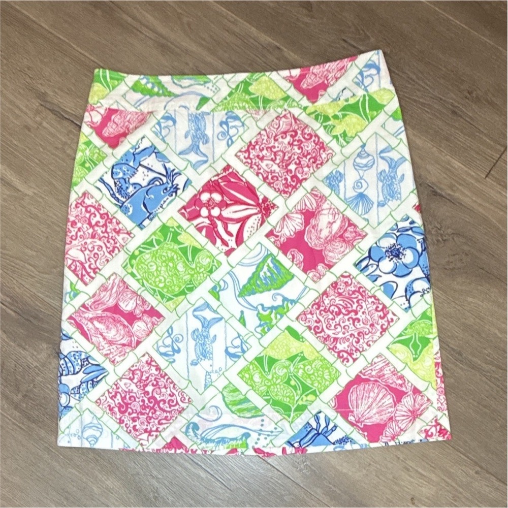 Lilly Pulitzer Multicolor Floral Skirt Womens 8 Cotton Lined Zip